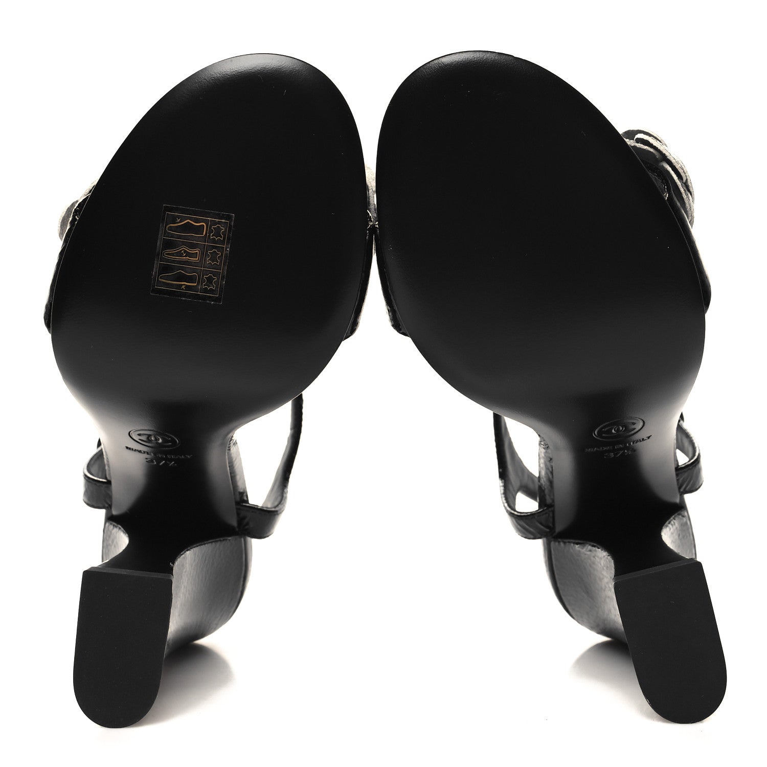Chanel Chevre Craquelee Camellia Sandals 37.5 Black 4 of 7