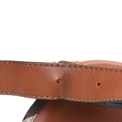 Burberry Calfskin House Check Trim Bates Shoulder Bag Cognac 27 of 33