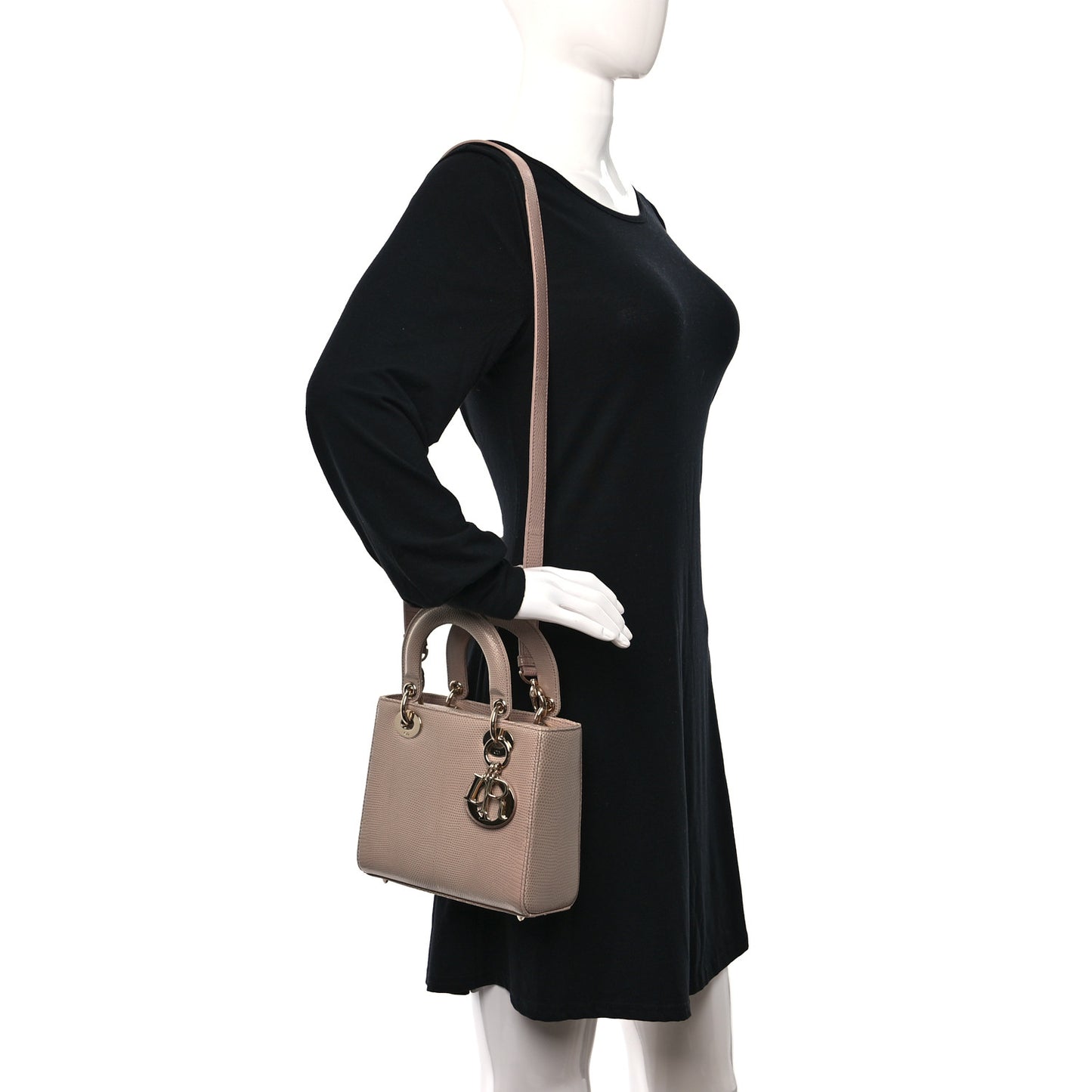 Lizard Small Lady Dior Beige