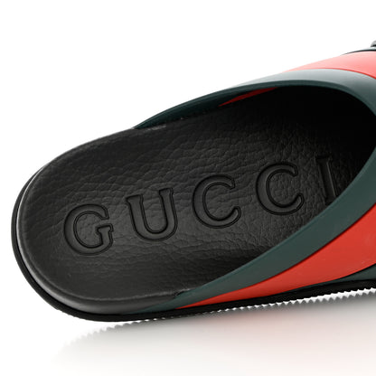 Gucci Rubber Web Mens Criss Cross Slide Sandals 10 Green Red 7 of 8