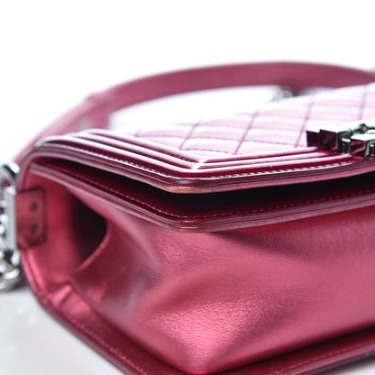 Chanel Metallic Patent Calfskin Quilted Small Boy Flap Pink 14 of 17