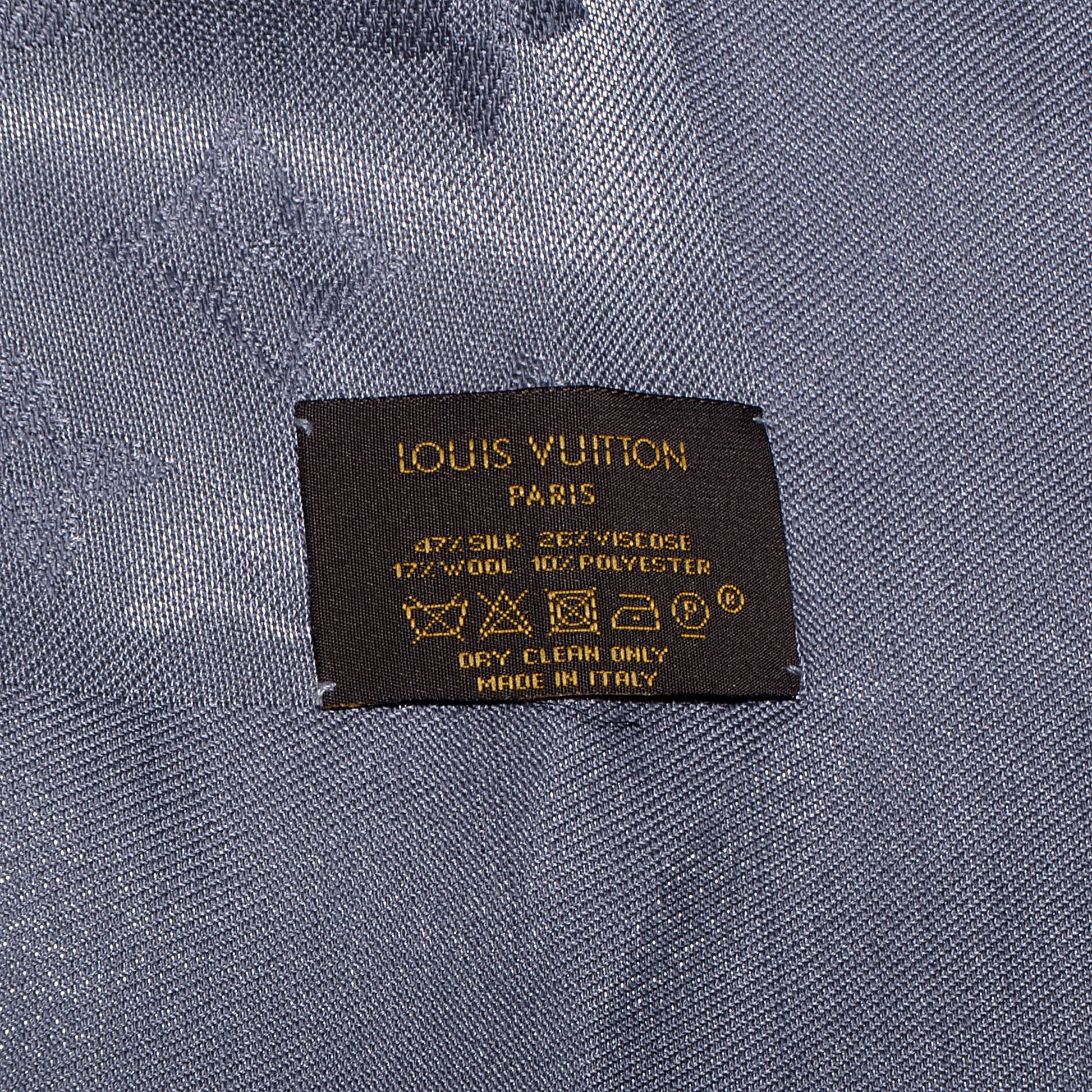 Louis Vuitton Monogram Silk Wool Shine Shawl Anthracite 5 of 5