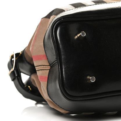 Burberry House Check Bridle Calfskin Hepburn Satchel Black 11 of 14
