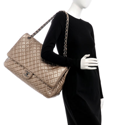Chanel Metallic Calfskin Quilted XXL Travel Flap Bag Gold 2 of 8
