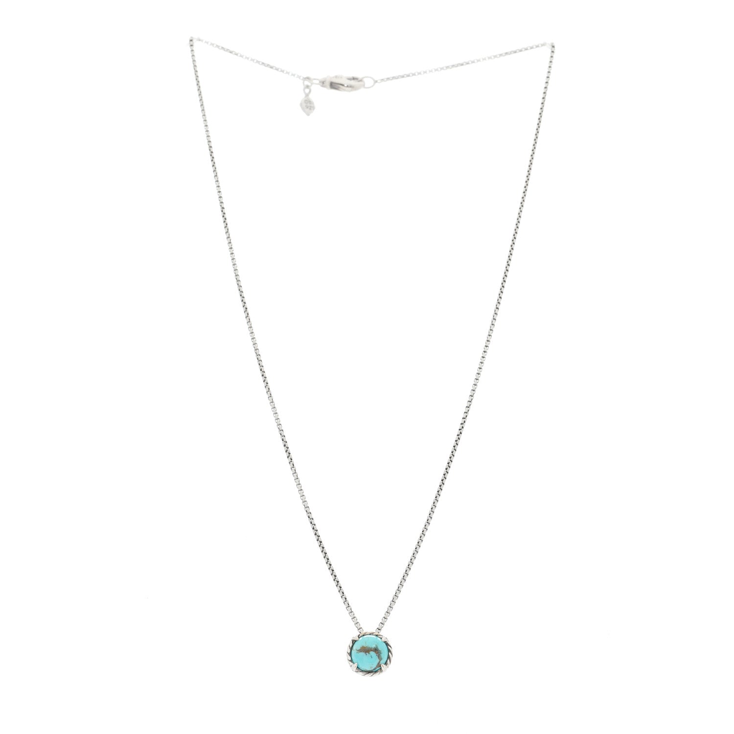 David Yurman Sterling Silver Turquoise 8mm Chatelaine Pendant Necklace 2 of 7