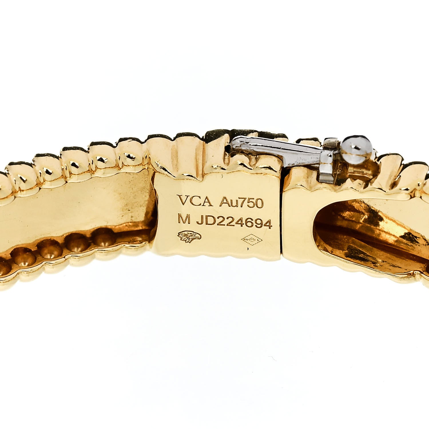 Van Cleef & Arpels 18K Yellow Gold Perlee Signature Bangle Bracelet M 3 of 4