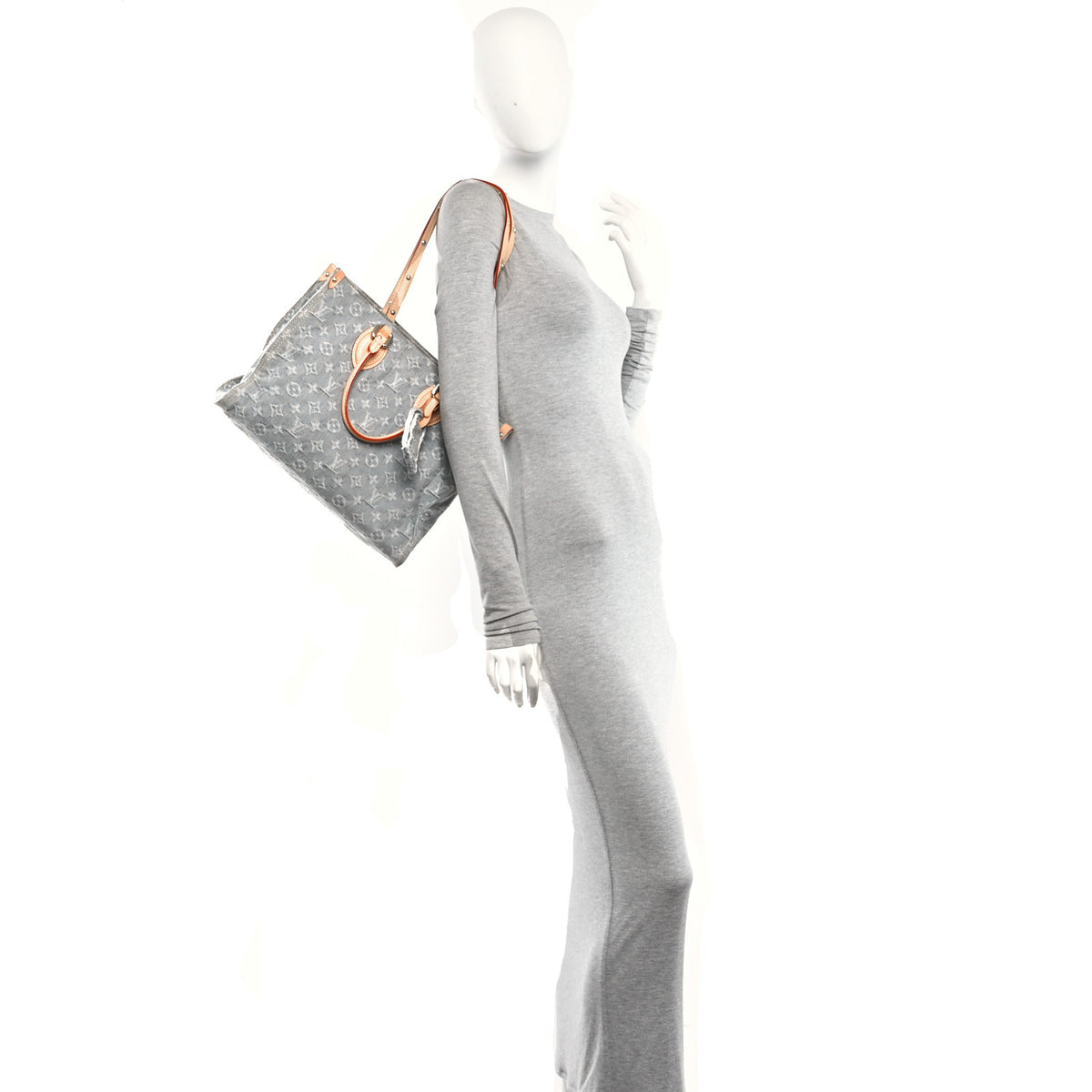 Louis Vuitton Monogram Denim Onthego MM Washed Grey 2 of 9