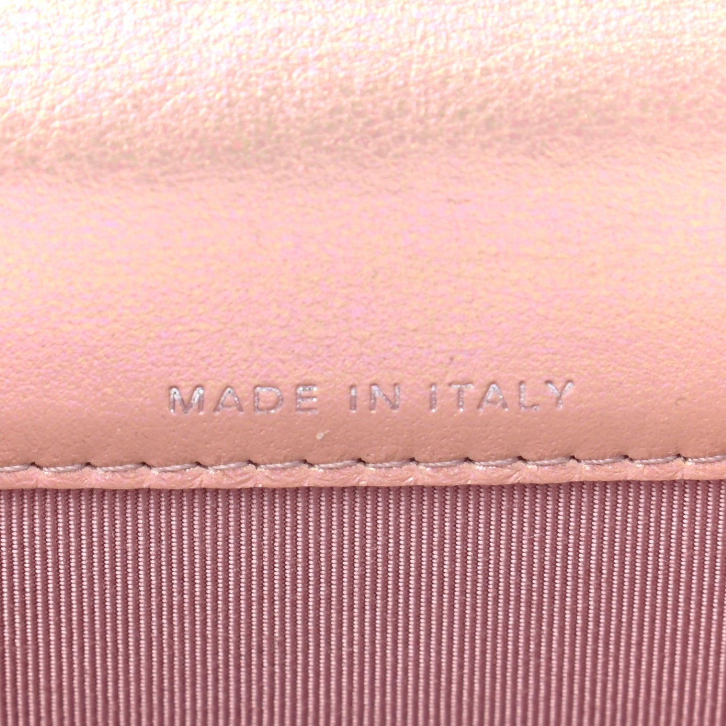 Iridescent Calfskin Quilted Flap Card Holder Wallet Pink