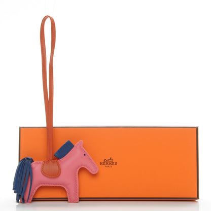 Hermes Milo Lambskin Grigri Rodeo Bag Charm PM Rose Azalee Cornaline Bleu De Malte 5 of 5
