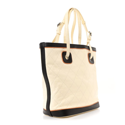 Chanel Lambskin Quilted Country Club Tote White Black 3 of 14