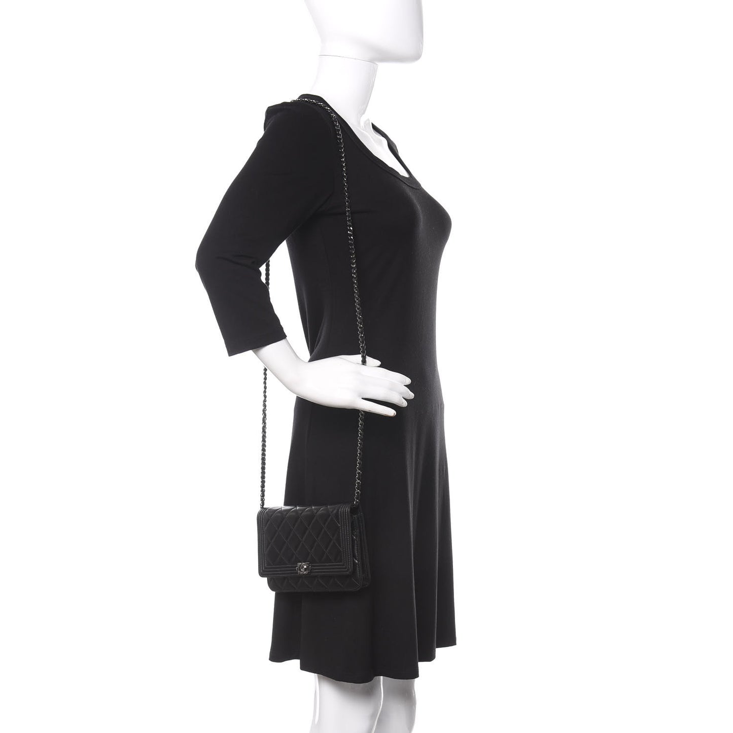 Lambskin Quilted Boy Wallet On Chain WOC Black