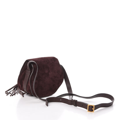 Chloe Suede Calfskin Braided Mini Marcie Round Crossbody Bag Carbon Brown 3 of 10