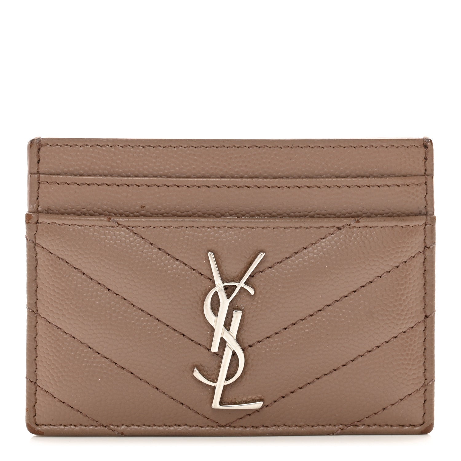 Saint Laurent Grain De Poudre Matelasse Chevron Monogram Credit Card Case Fard 1 of 8