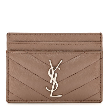 Saint Laurent Grain De Poudre Matelasse Chevron Monogram Credit Card Case Fard 1 of 8