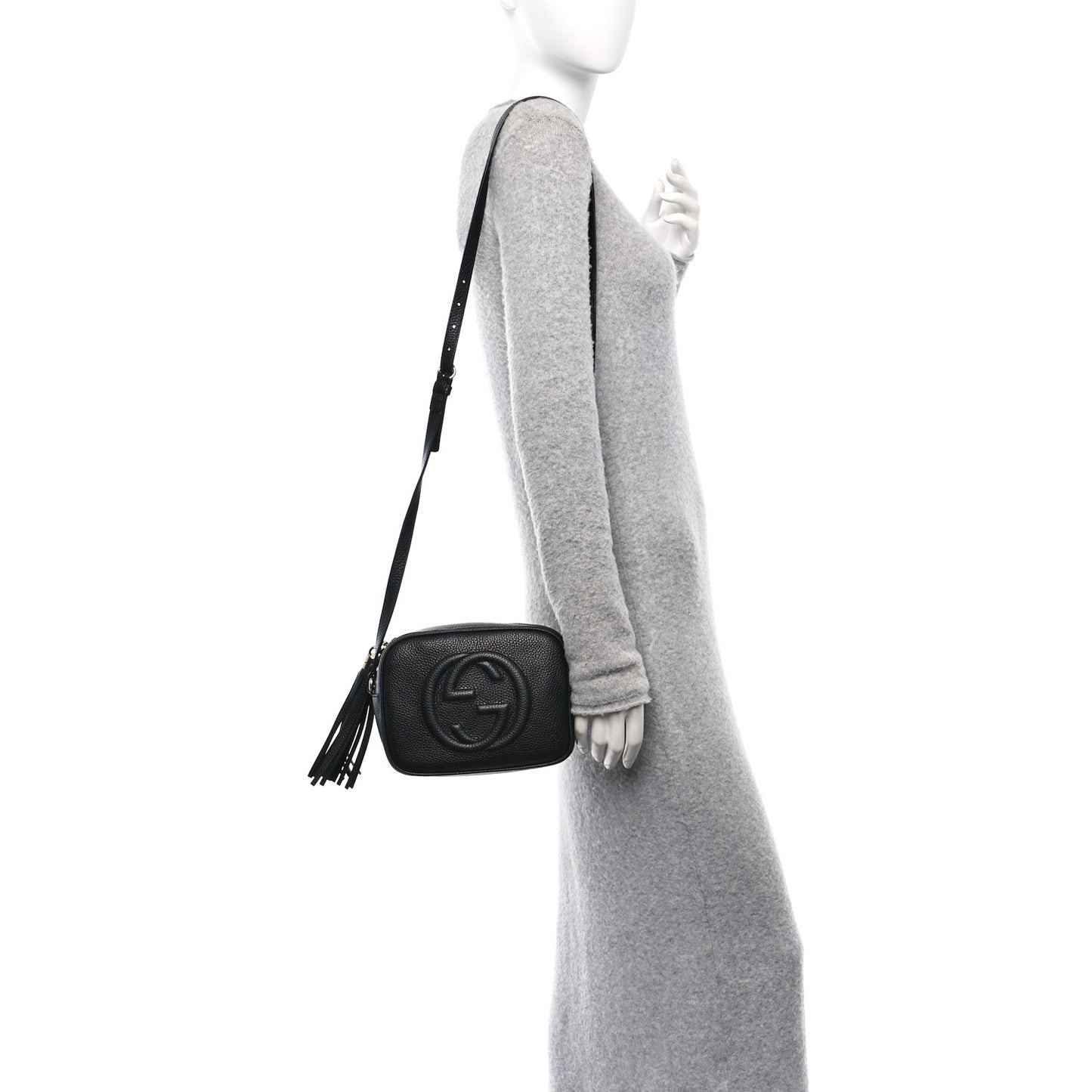 Pebbled Calfskin Small Soho Disco Bag Black