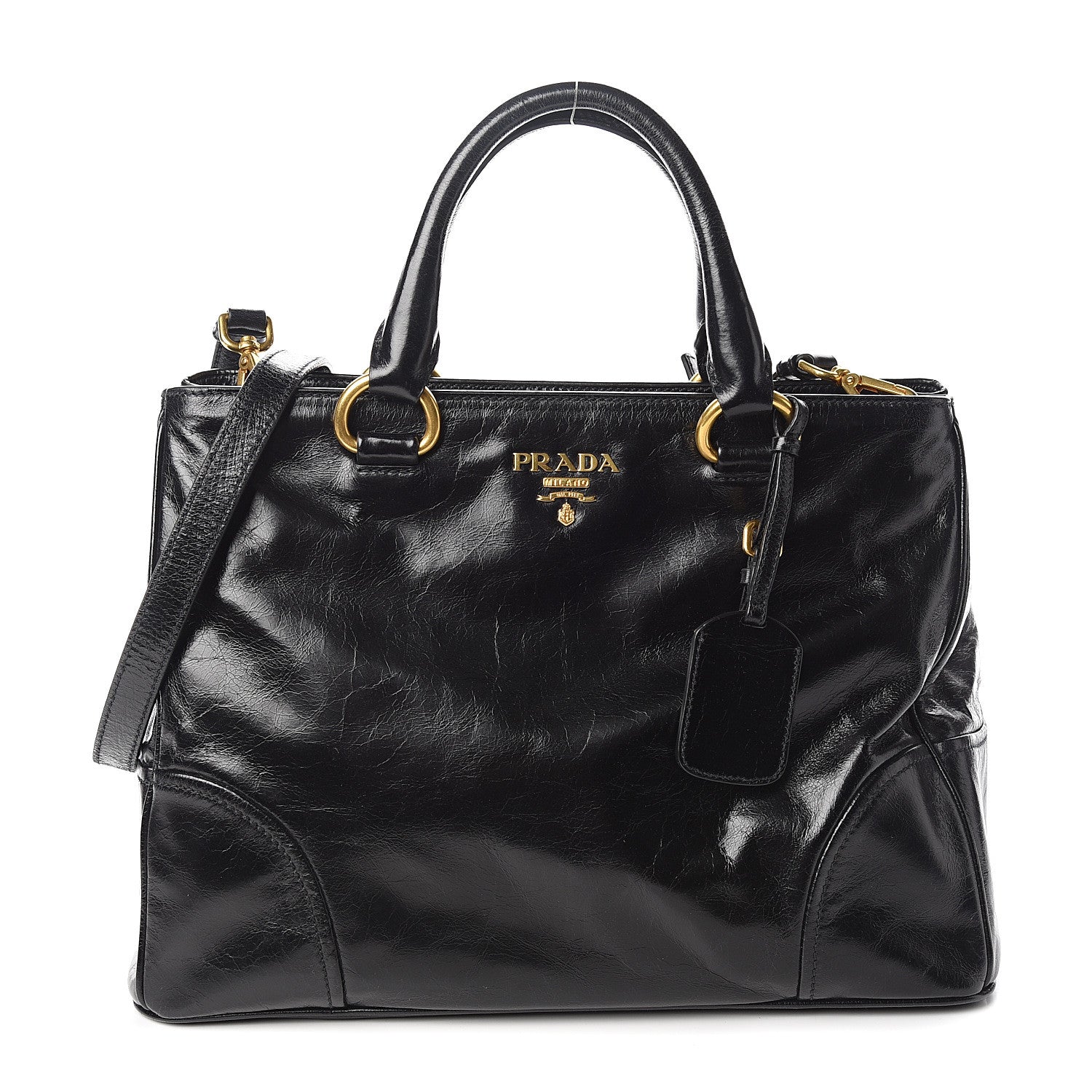 Prada Vitello Shine Top Handle Bag Black 1 of 9