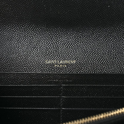 Saint Laurent Grain De Poudre Matelasse Chevron Monogram Flap Wallet Black 6 of 6