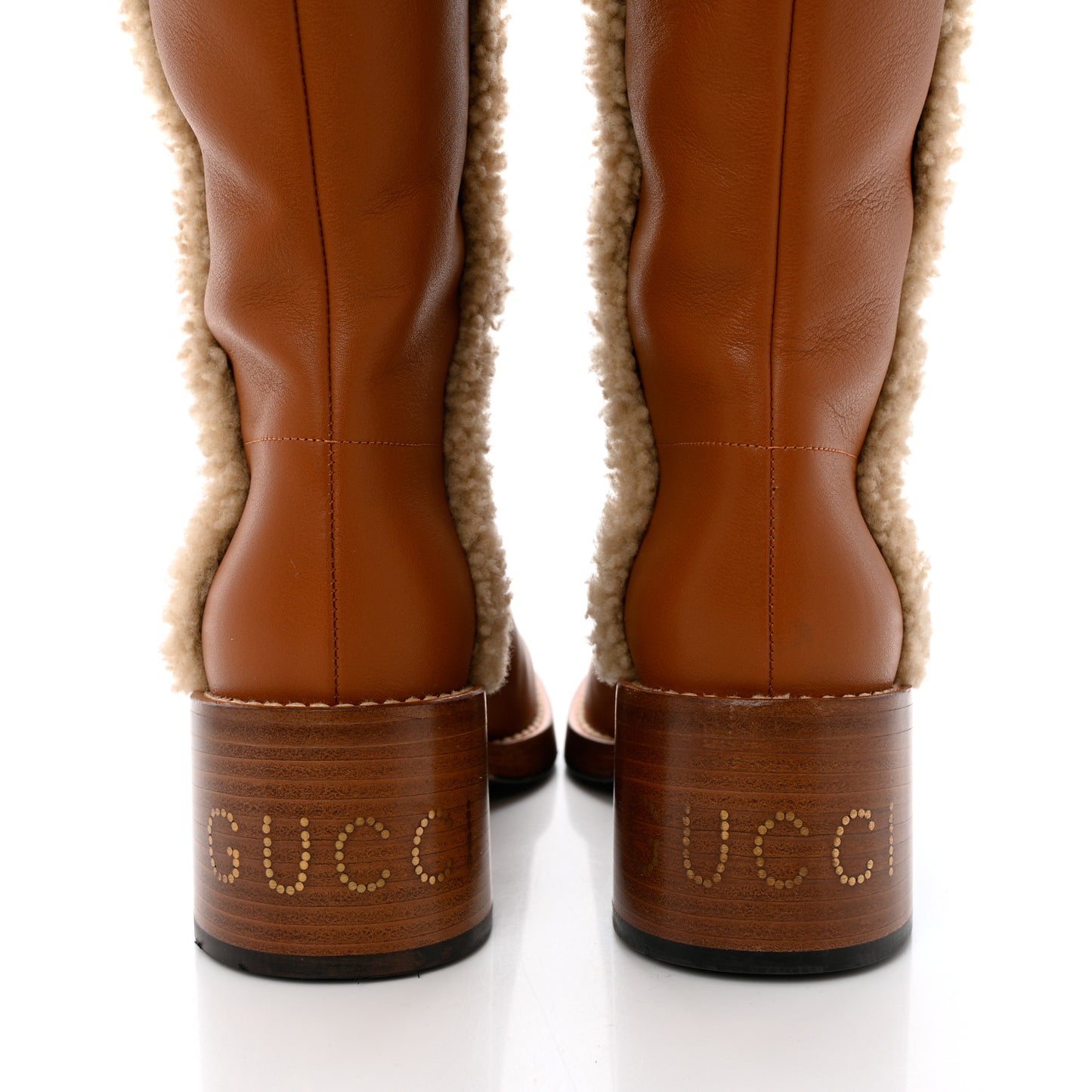 Calfskin Shearling Knee High Riding Boots 36 New Caramel Butterscotch