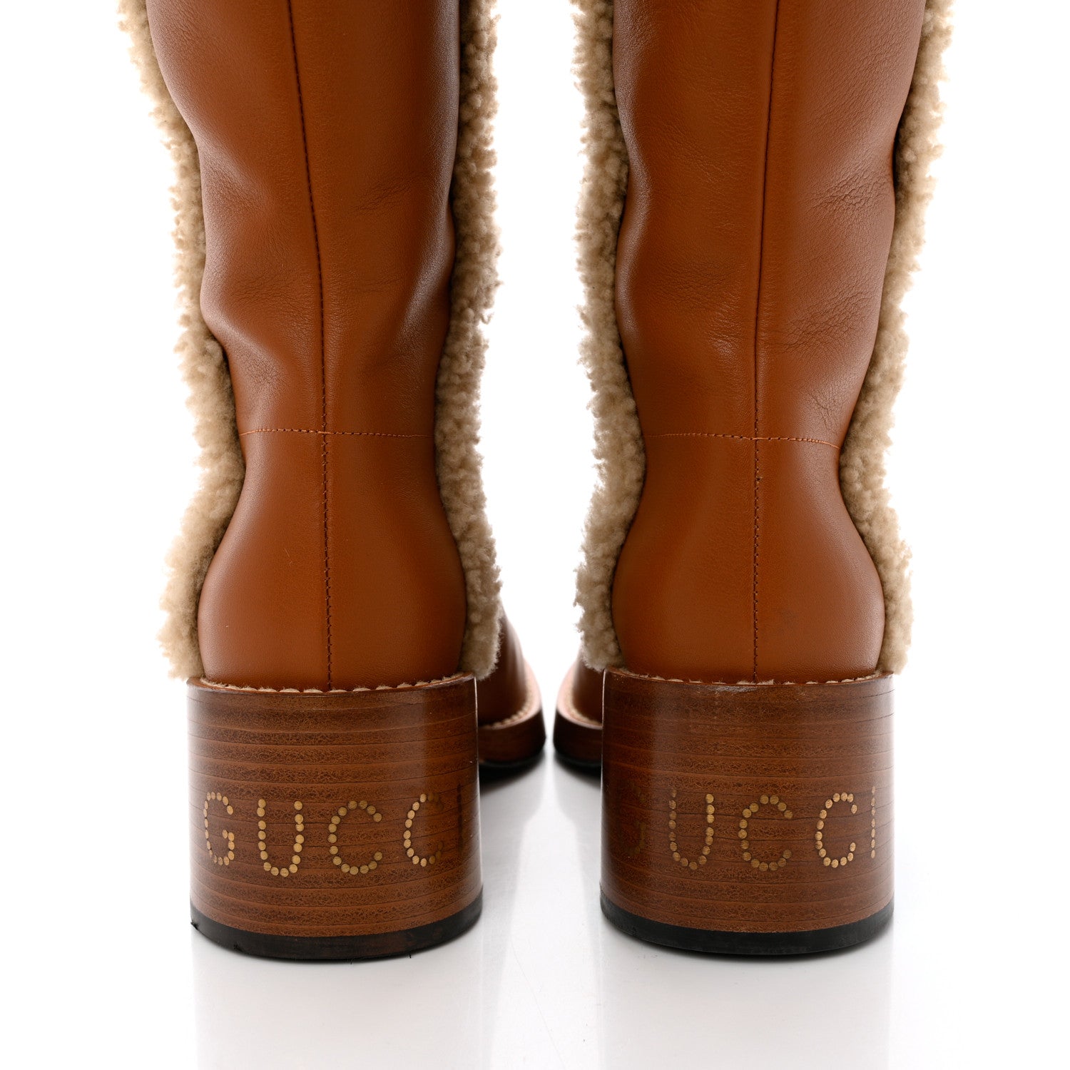 Gucci Calfskin Shearling Knee High Riding Boots 36 New Caramel Butterscotch 5 of 9