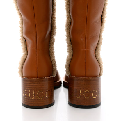 Gucci Calfskin Shearling Knee High Riding Boots 36 New Caramel Butterscotch 5 of 9