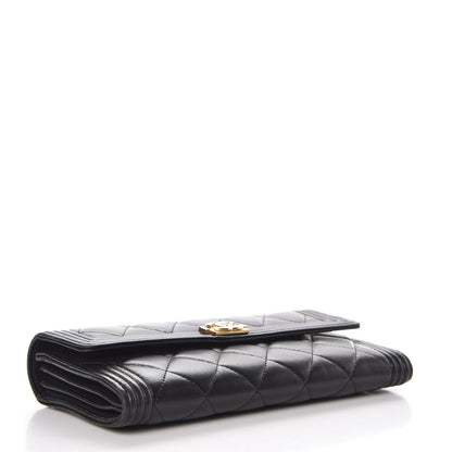 Chanel Lambskin Quilted Boy Flap Wallet Black 4 of 8