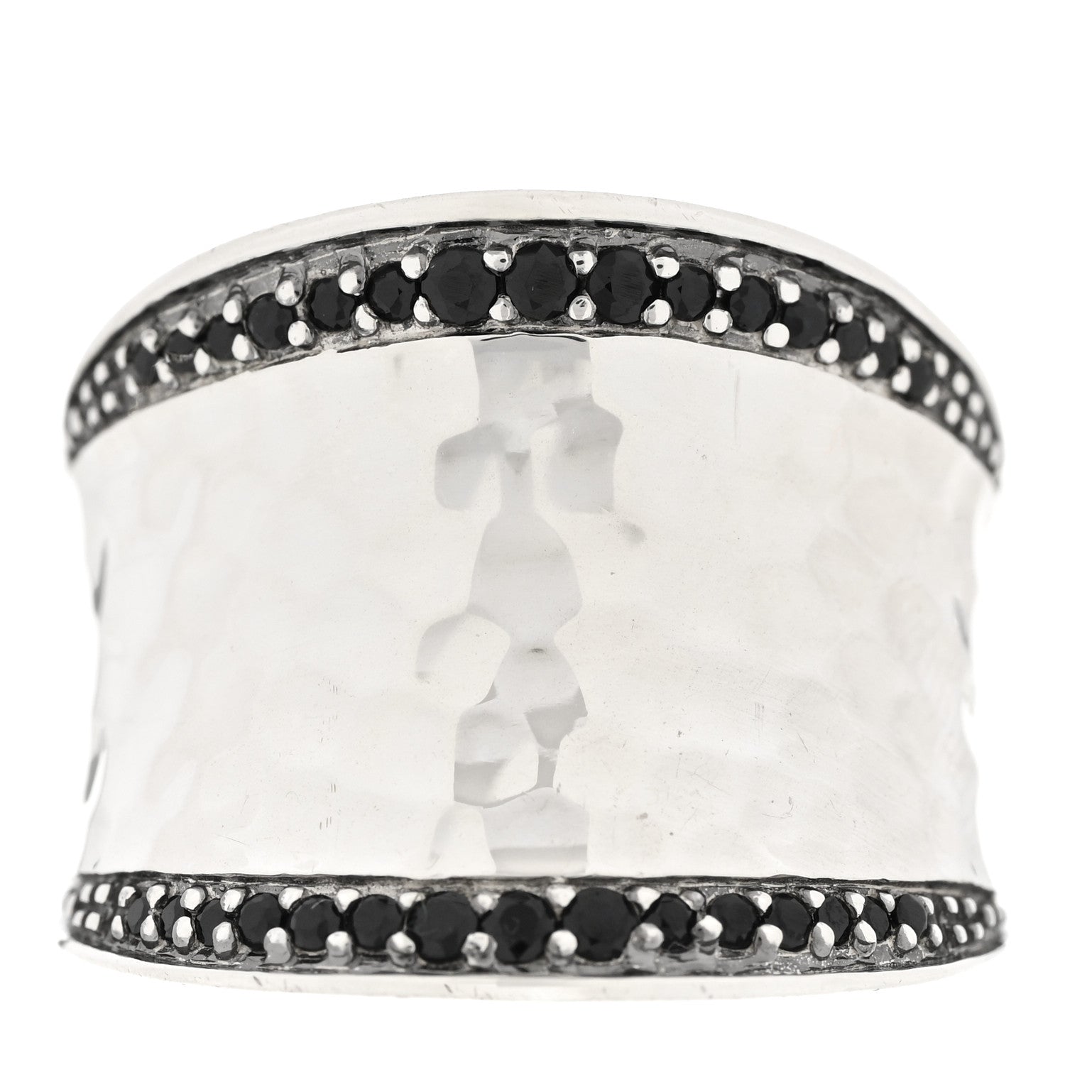 John Hardy Sterling Silver Black Sapphire Hammered Saddle Ring 54 7 1 of 4