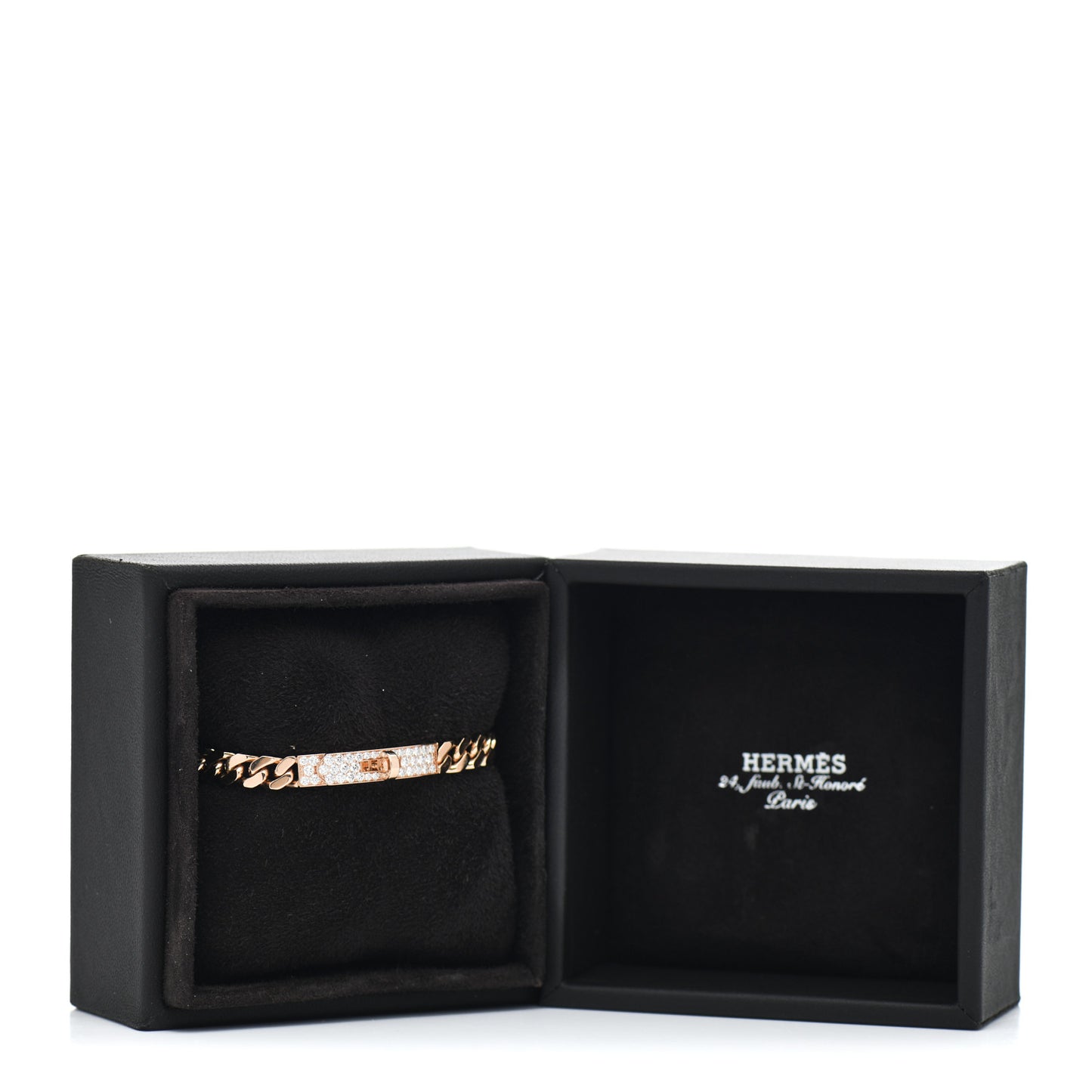 18K Rose Gold Diamond PM Kelly Gourmette Bracelet SH