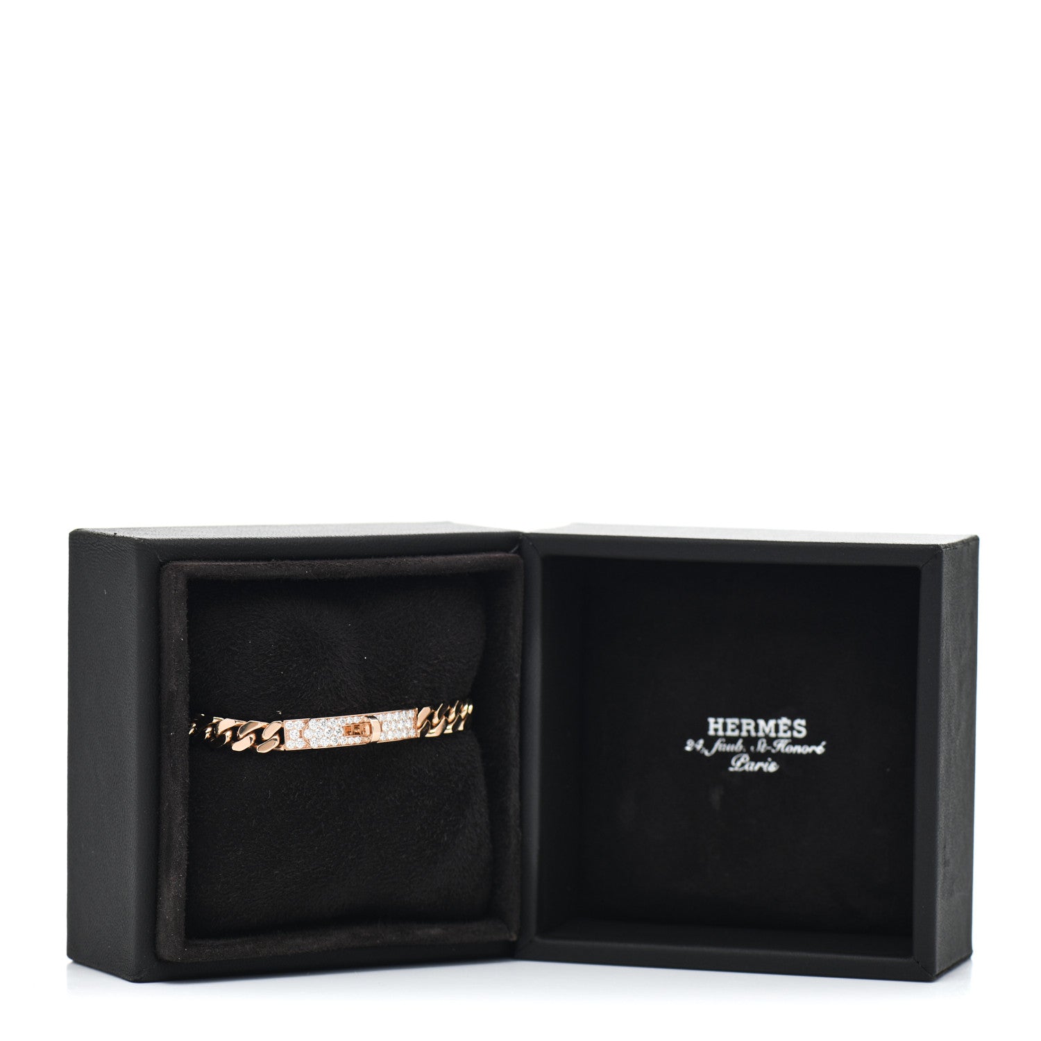 Hermes 18K Rose Gold Diamond PM Kelly Gourmette Bracelet SH 5 of 5