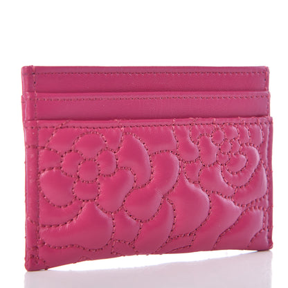 Chanel Lambskin Camellia Embossed Card Holder Fuchsia 3 of 10