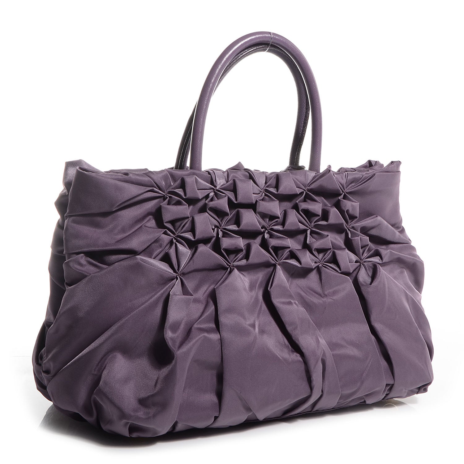Prada Tessuto Nylon Origami Pleated Handbag Purple 3 of 10
