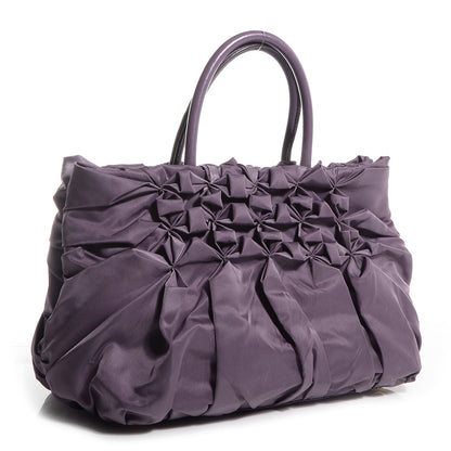 Prada Tessuto Nylon Origami Pleated Handbag Purple 3 of 10