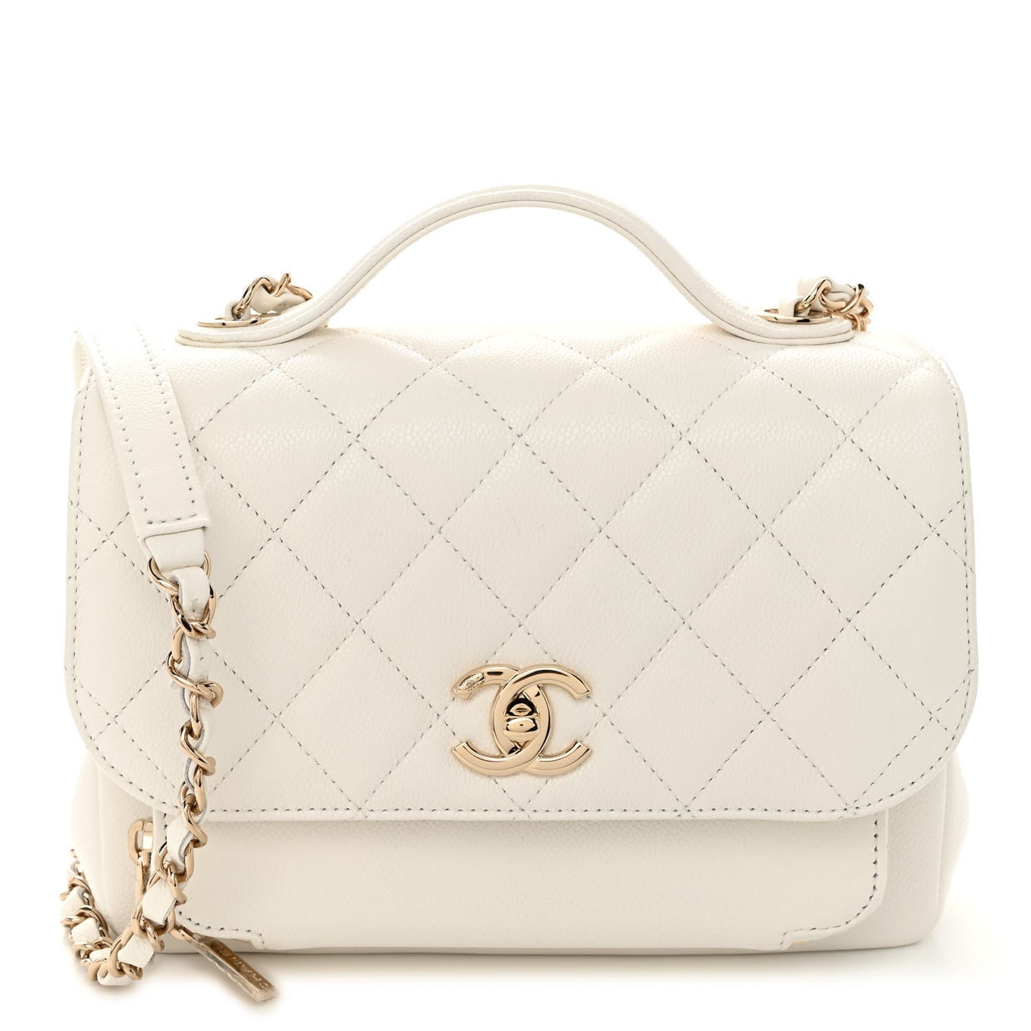 Caviar Quilted Medium Business Affinity Flap White