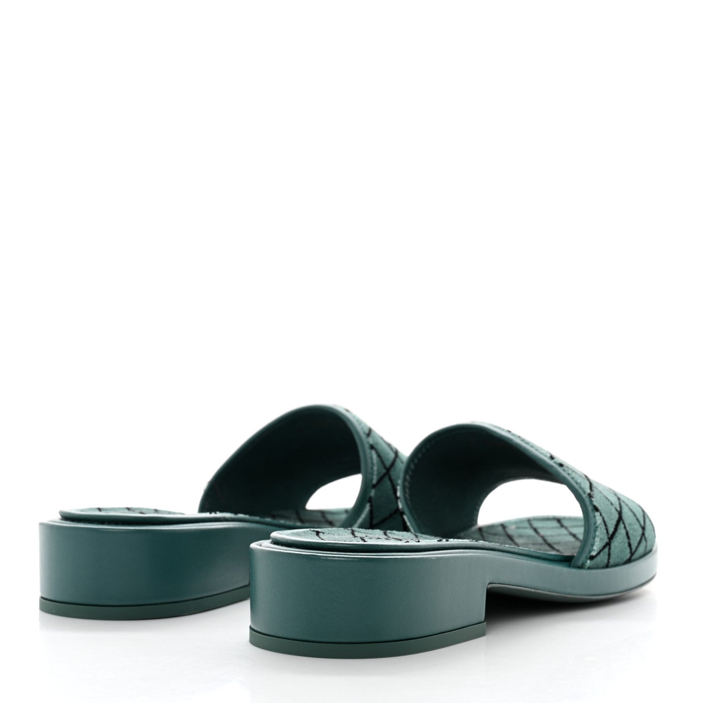 Embroidered Fabric Calfskin Slide Sandal 38 Green