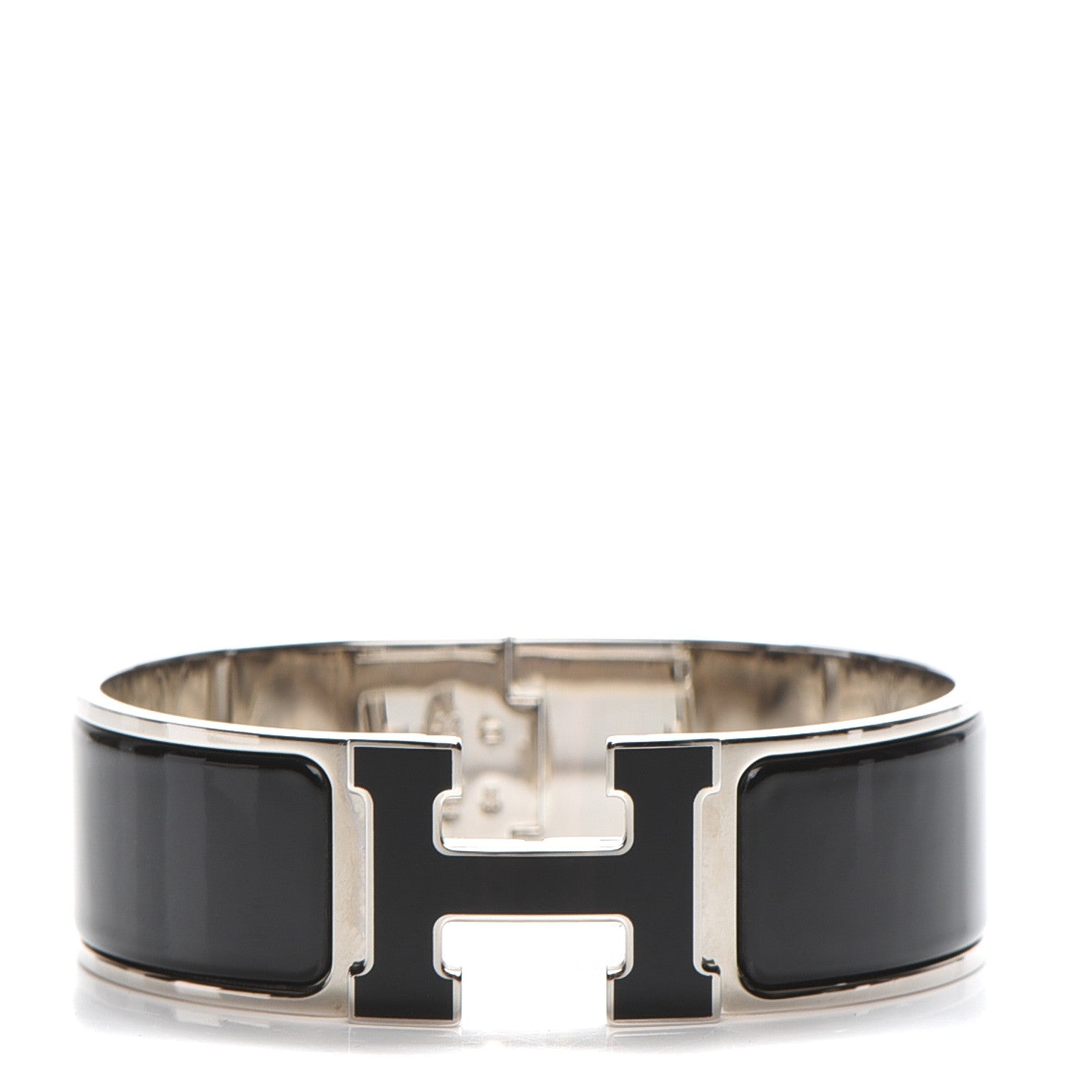 Hermes Enamel Wide Clic Clac H Bracelet GM Black 1 of 5