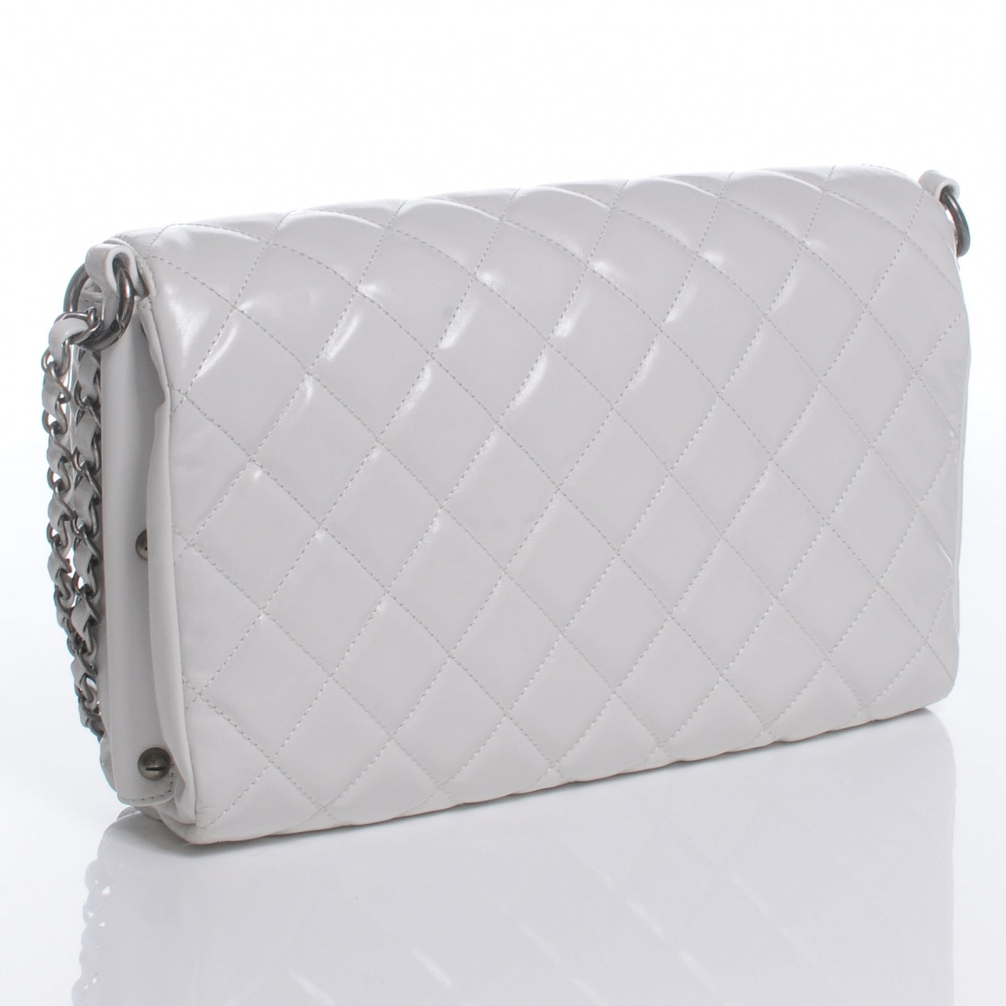 Lambskin Quilted Medium Boy Flap White