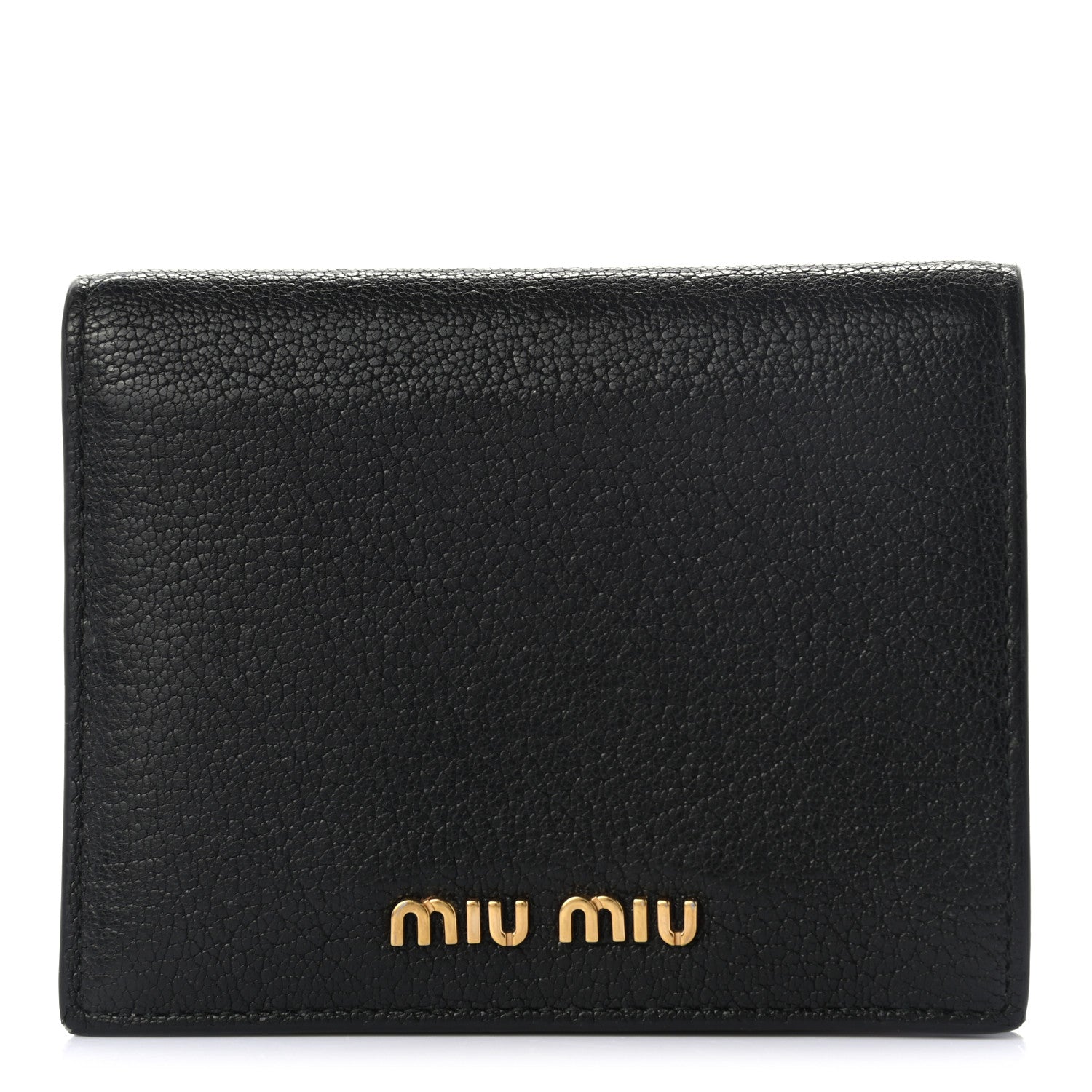 Miu Miu Goatskin Madras Small Wallet Black Rosa 1 of 7