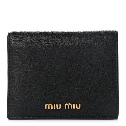Miu Miu Goatskin Madras Small Wallet Black Rosa 1 of 7