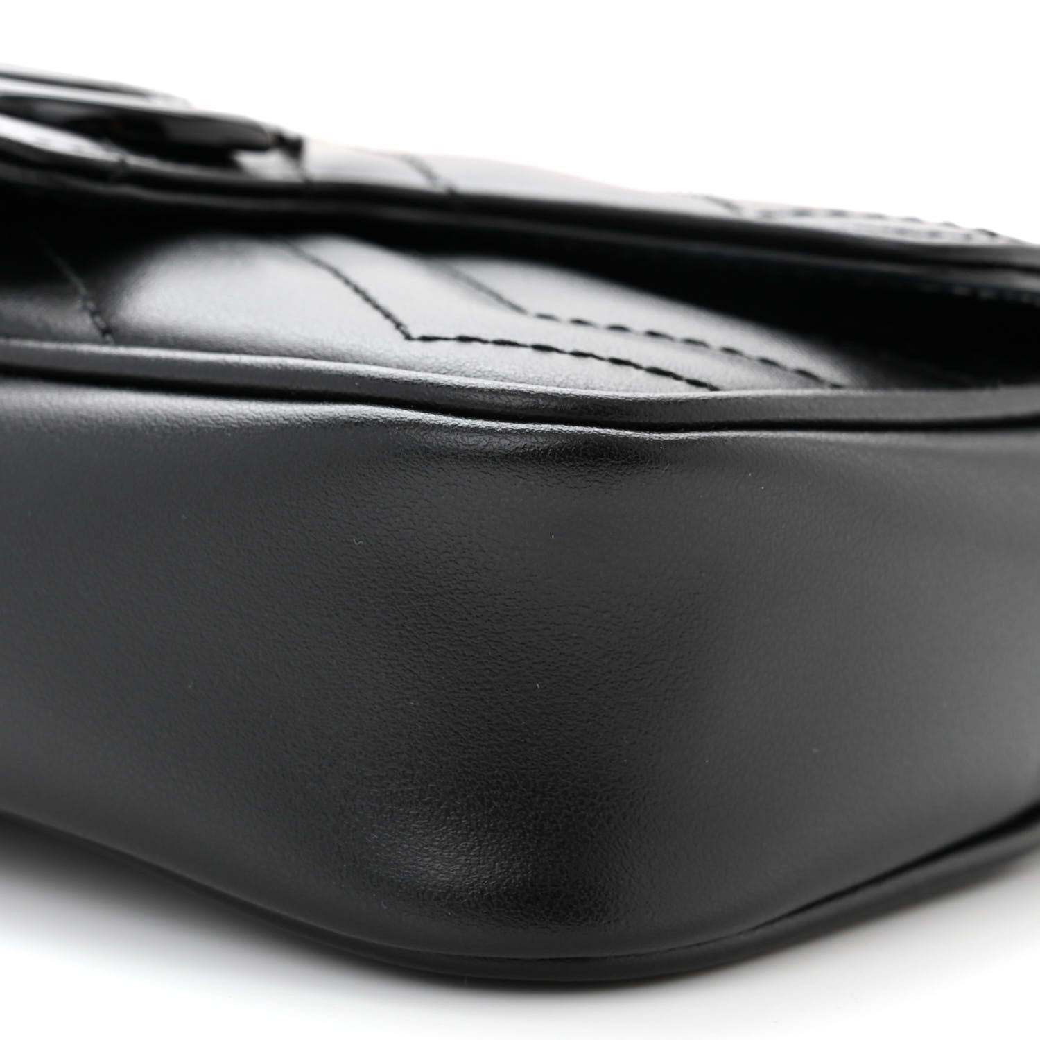 Gucci Calfskin Matelasse Super Mini GG Marmont Shoulder Bag Black 10 of 11