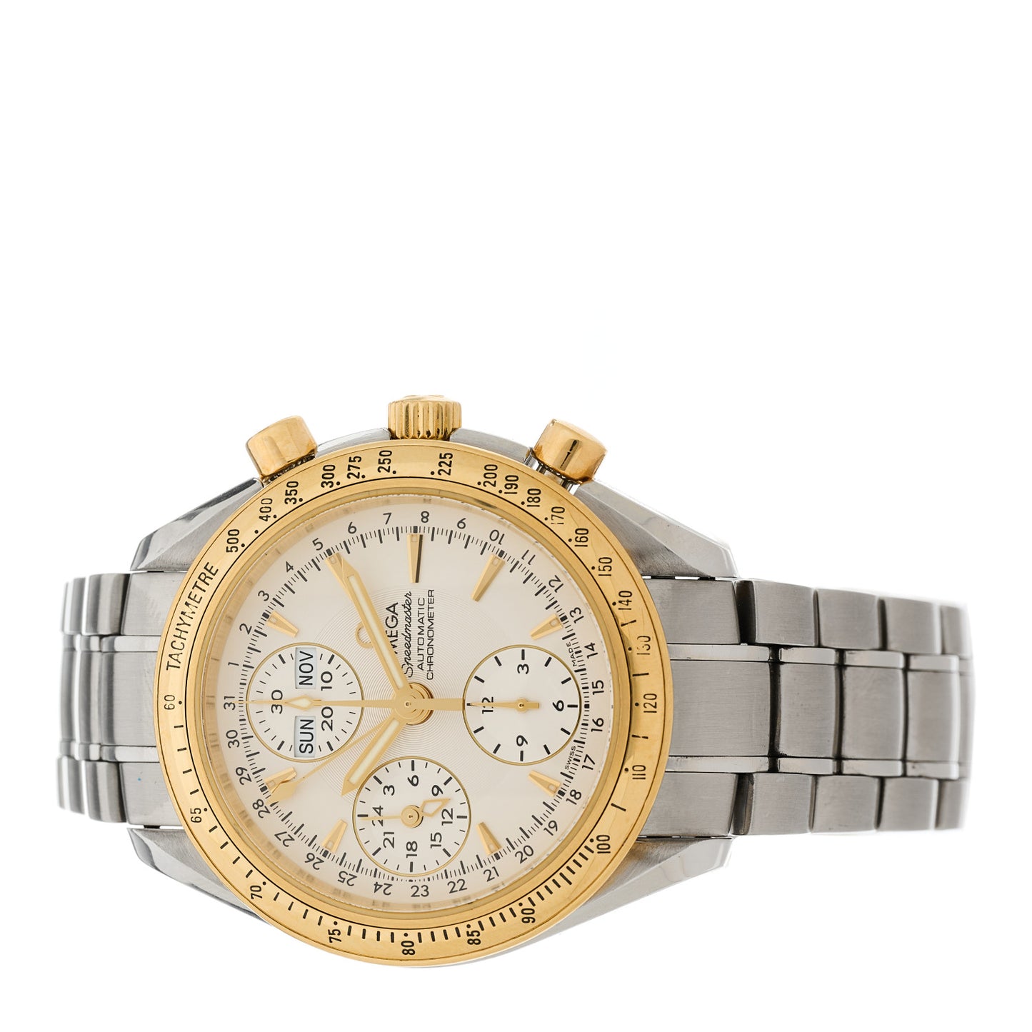 Stainless Steel 18K Yellow Gold 40mm Speedmaster Chronograph Automatic Watch 323.21.40.44.02.001