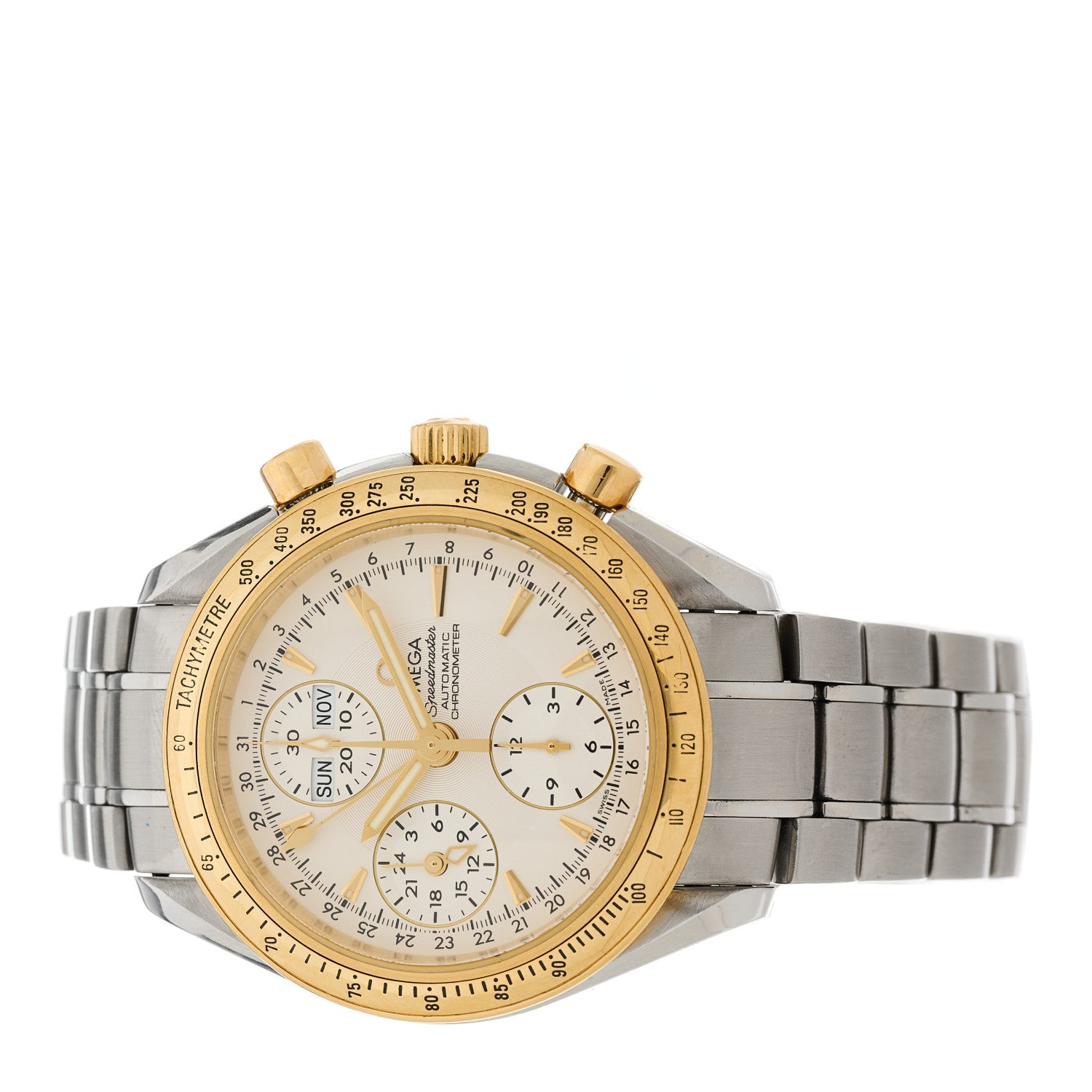 Omega Stainless Steel 18K Yellow Gold 40mm Speedmaster Chronograph Automatic Watch 323.21.40.44.02.001 2 of 4