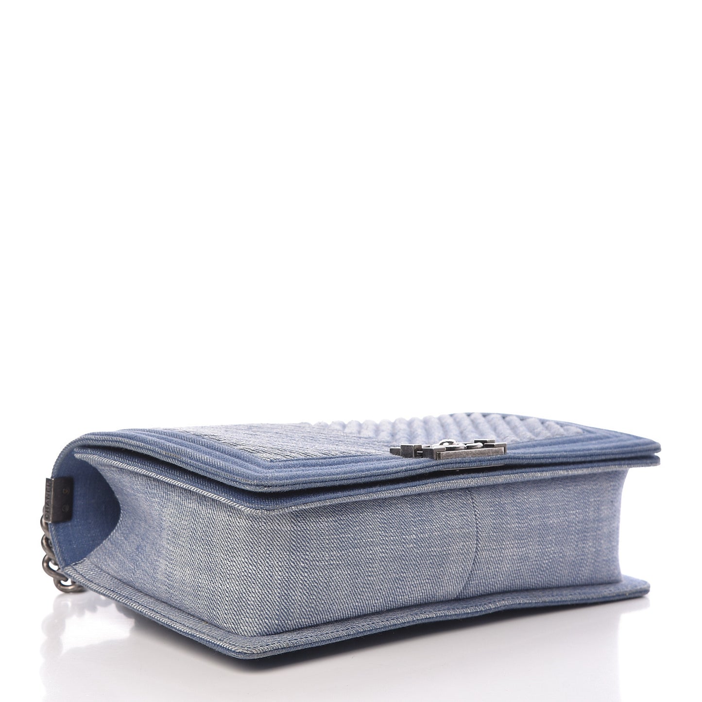 Denim Chevron Quilted New Medium Boy Flap Blue