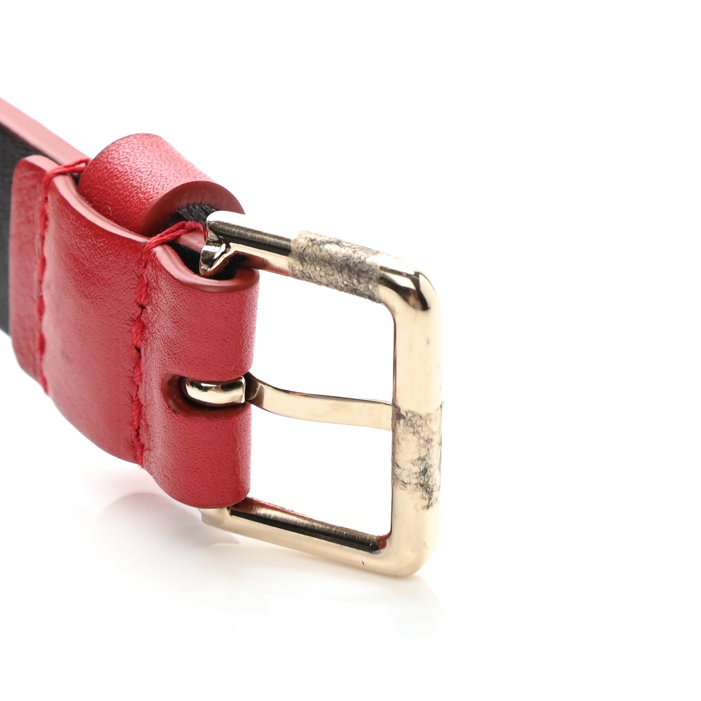 Calfskin CC Pearl Chain Belt 80 32 Red