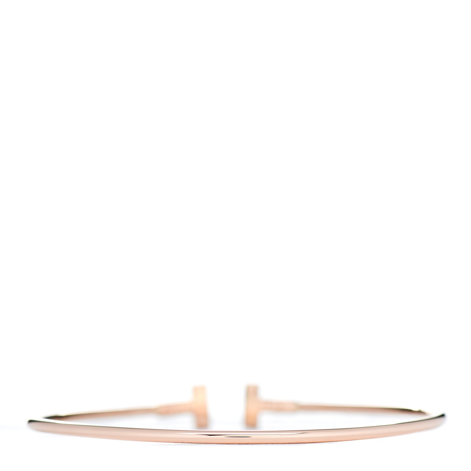 Tiffany 18K Rose Gold Narrow T Wire Bracelet 3 of 5
