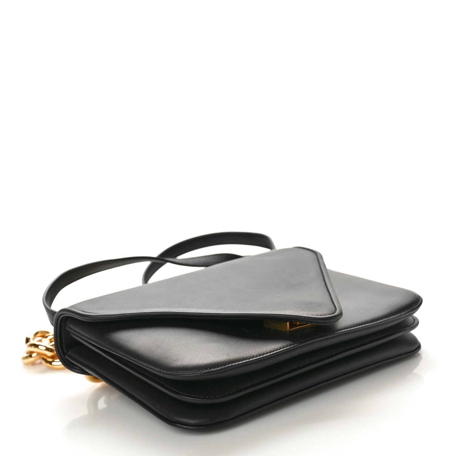 Bottega Veneta Calfskin Mount Envelope Bag Black 4 of 10