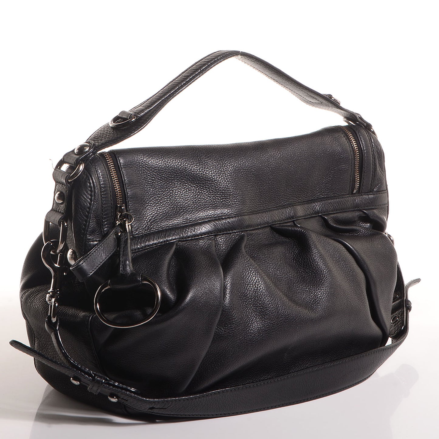 Leather Icon Bit Medium Shoulder Bag Black
