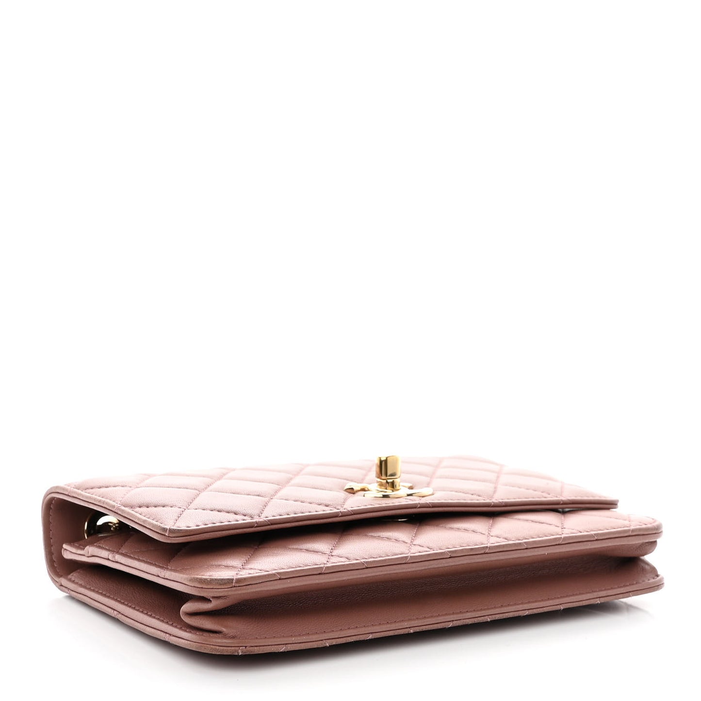 Lambskin Quilted Trendy CC Wallet On Chain WOC Nude