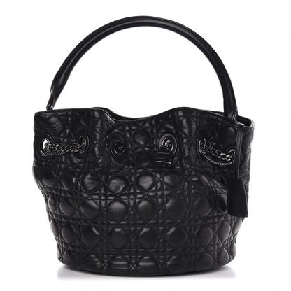 Christian Dior Lambskin Cannage Chri Chri Drawstring Bag Black 1 of 7