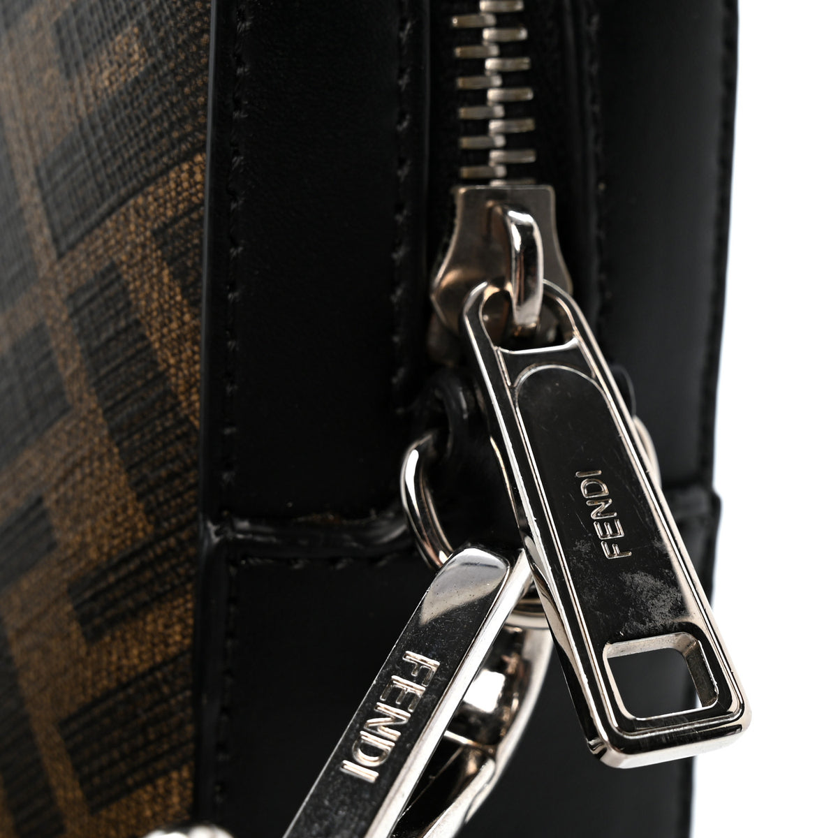 Glazed Fabric Vitello Liberty FF 1974 Diagonal Medium Camera Case Tobacco Moresco Black