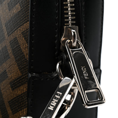 Fendi Glazed Fabric Vitello Liberty FF 1974 Diagonal Medium Camera Case Tobacco Moresco Black 11 of 12