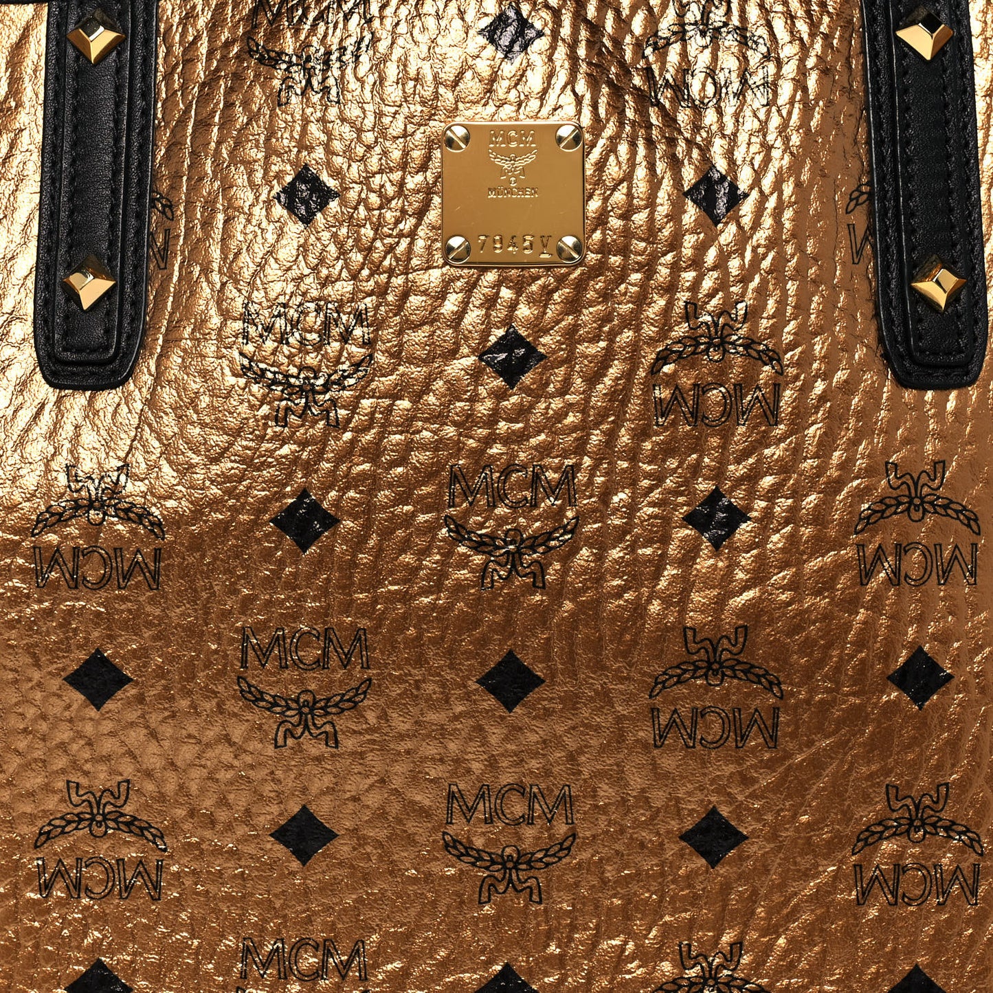 Metallic Visetos Medium Shopper Tote Gold